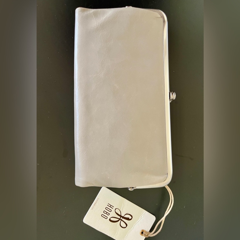 NWT Hobo Lauren Leather Double Frame Clutch In Cloud
